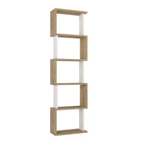 Βιβλιοθήκη Alvina  χρώμα sapphire oak - λευκό 45x19,6x158,8εκ.