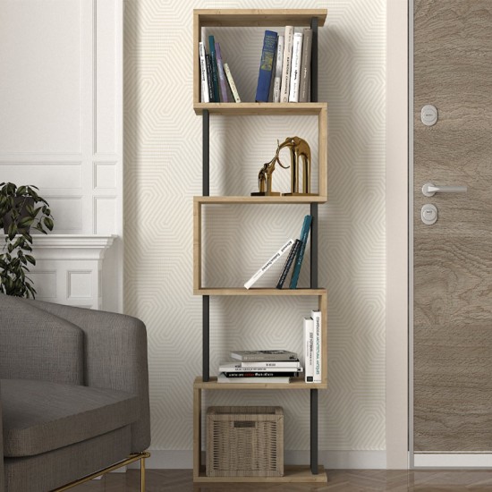 Βιβλιοθήκη Alvina χρώμα sapphire oak - ανθρακί 45x19,6x158,8εκ. Βιβλιοθήκη Alvina χρώμα sapphire oak - ανθρακί 45x19,6x158,8εκ.