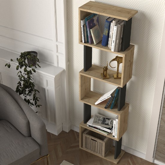 Βιβλιοθήκη Alvina χρώμα sapphire oak - ανθρακί 45x19,6x158,8εκ. Βιβλιοθήκη Alvina χρώμα sapphire oak - ανθρακί 45x19,6x158,8εκ.