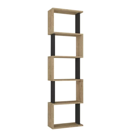 Βιβλιοθήκη Alvina  χρώμα sapphire oak - ανθρακί 45x19,6x158,8εκ.