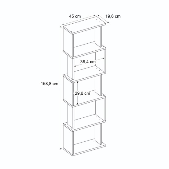 Βιβλιοθήκη Alvina χρώμα sapphire oak - ανθρακί 45x19,6x158,8εκ. Βιβλιοθήκη Alvina χρώμα sapphire oak - ανθρακί 45x19,6x158,8εκ.
