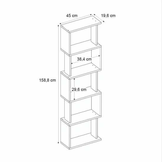 Βιβλιοθήκη Alvina  χρώμα sapphire oak - ανθρακί 45x19,6x158,8εκ.