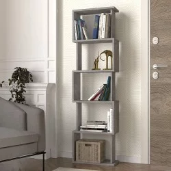 Βιβλιοθήκη Alvina  χρώμα γκρι σκυροδέματος 45x19,6x158,8εκ.