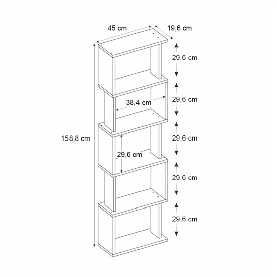 Βιβλιοθήκη Alvina  χρώμα γκρι σκυροδέματος 45x19,6x158,8εκ.