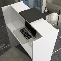 Γραφείο υποδοχής - reception Hola  χρώμα λευκό - ανθρακί 93,6x45,2x110,3εκ.