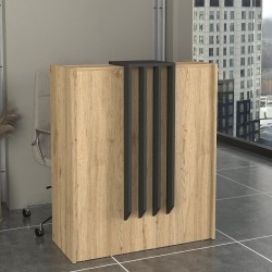 Γραφείο υποδοχής - reception Hola  χρώμα sepet oak - ανθρακί 93,6x45,2x110,3εκ.