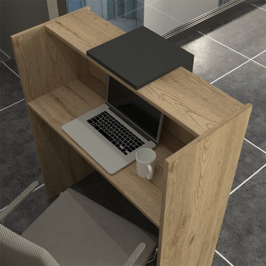 Γραφείο υποδοχής - reception Hola χρώμα sepet oak - ανθρακί 93,6x45,2x110,3εκ. Γραφείο υποδοχής - reception Hola χρώμα sepet oak - ανθρακί 93,6x45,2x110,3εκ.