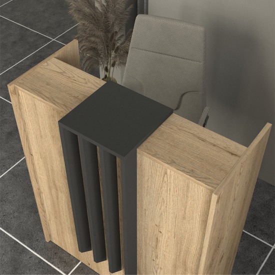 Γραφείο υποδοχής - reception Hola χρώμα sepet oak - ανθρακί 93,6x45,2x110,3εκ. Γραφείο υποδοχής - reception Hola χρώμα sepet oak - ανθρακί 93,6x45,2x110,3εκ.