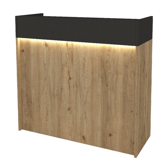 Γραφείο υποδοχής - reception Wilko με LED χρώμα sepet oak - ανθρακί 113,6x42x110εκ. Γραφείο υποδοχής - reception Wilko με LED χρώμα sepet oak - ανθρακί 113,6x42x110εκ.