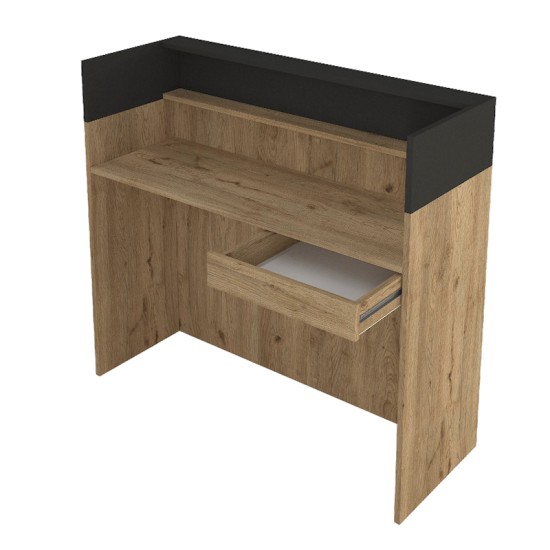 Γραφείο υποδοχής - reception Wilko με LED χρώμα sepet oak - ανθρακί 113,6x42x110εκ. Γραφείο υποδοχής - reception Wilko με LED χρώμα sepet oak - ανθρακί 113,6x42x110εκ.
