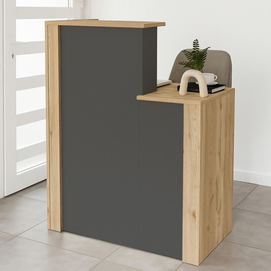 Γραφείο υποδοχής - reception Enter χρώμα sepet oak - ανθρακί 86,9x40x110,3εκ. Γραφείο υποδοχής - reception Enter χρώμα sepet oak - ανθρακί 86,9x40x110,3εκ.
