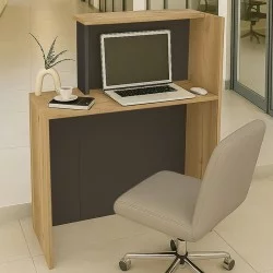 Γραφείο υποδοχής - reception Enter  χρώμα sepet oak - ανθρακί 86,9x40x110,3εκ.