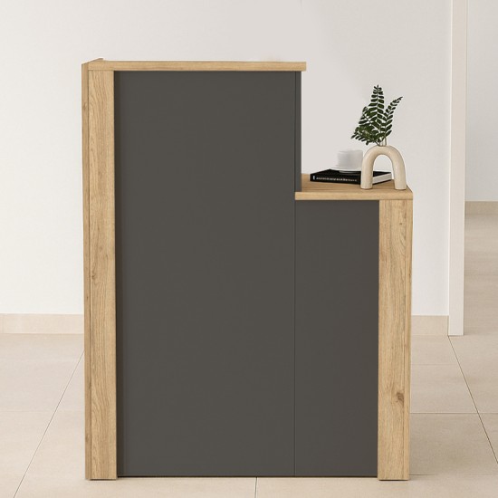 Γραφείο υποδοχής - reception Enter χρώμα sepet oak - ανθρακί 86,9x40x110,3εκ. Γραφείο υποδοχής - reception Enter χρώμα sepet oak - ανθρακί 86,9x40x110,3εκ.