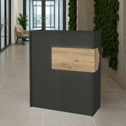 Γραφείο υποδοχής - reception Aloha  με LED χρώμα ανθρακί - sepet oak 95,5x40x110,3εκ.