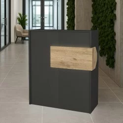 Γραφείο υποδοχής - reception Aloha  με LED χρώμα ανθρακί - sepet oak 95,5x40x110,3εκ.
