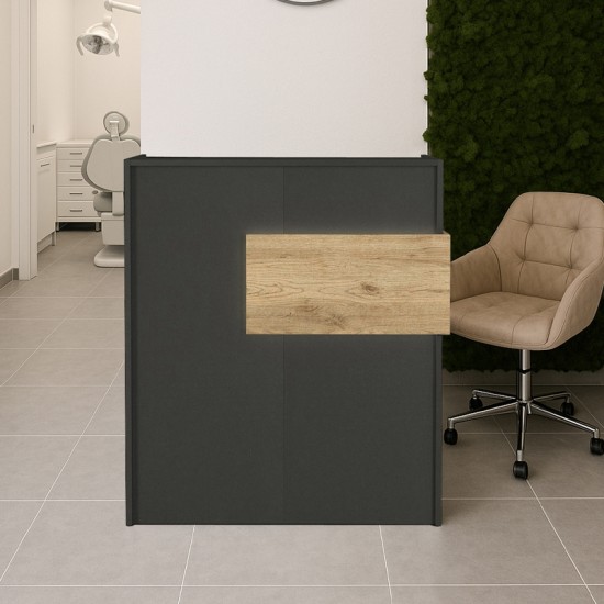 Γραφείο υποδοχής - reception Aloha με LED χρώμα ανθρακί - sepet oak 95,5x40x110,3εκ. Γραφείο υποδοχής - reception Aloha με LED χρώμα ανθρακί - sepet oak 95,5x40x110,3εκ.