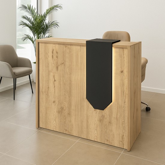 Γραφείο υποδοχής - reception Navita με LED χρώμα sepet oak - ανθρακί 113,6x42x111,8εκ. Γραφείο υποδοχής - reception Navita με LED χρώμα sepet oak - ανθρακί 113,6x42x111,8εκ.