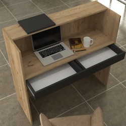Γραφείο υποδοχής - reception Navita  με LED χρώμα sepet oak - ανθρακί 113,6x42x111,8εκ.