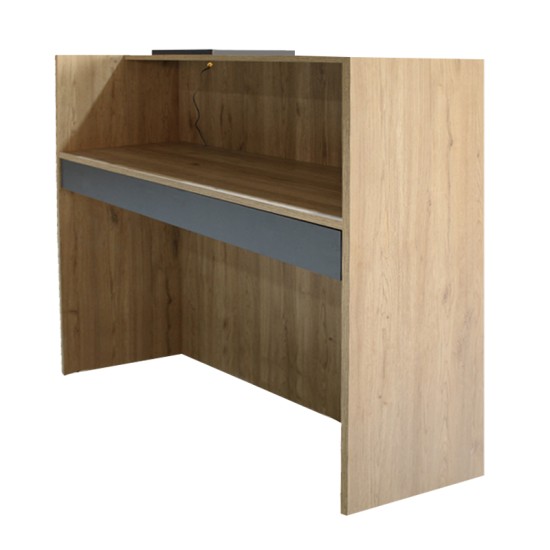 Γραφείο υποδοχής - reception Navita με LED χρώμα sepet oak - ανθρακί 113,6x42x111,8εκ. Γραφείο υποδοχής - reception Navita με LED χρώμα sepet oak - ανθρακί 113,6x42x111,8εκ.