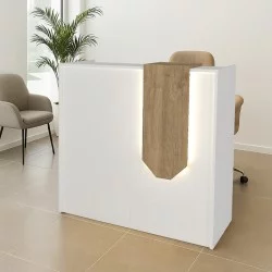 Γραφείο υποδοχής - reception Navita  με LED χρώμα λευκό - sepet oak 113,6x42x111,8εκ.