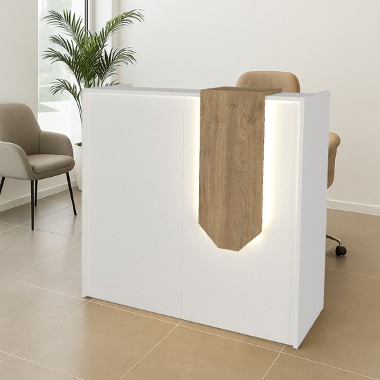 Γραφείο υποδοχής - reception Navita με LED χρώμα λευκό - sepet oak 113,6x42x111,8εκ. Γραφείο υποδοχής - reception Navita με LED χρώμα λευκό - sepet oak 113,6x42x111,8εκ.