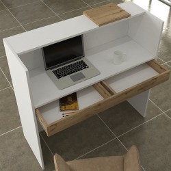 Γραφείο υποδοχής - reception Navita  με LED χρώμα λευκό - sepet oak 113,6x42x111,8εκ.