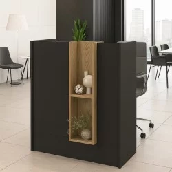 Γραφείο υποδοχής - reception Bonveno  χρώμα ανθρακί - sepet oak 90x43,2x110εκ.