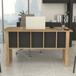 Γραφείο εργασίας Nika  χρώμα sepet oak - ανθρακί 140x60x75εκ.