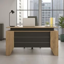 Γραφείο εργασίας Remida  χρώμα sepet oak - ανθρακί 140x60x76,9εκ.
