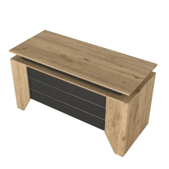 Γραφείο εργασίας Remida  χρώμα sepet oak - ανθρακί 140x60x76,9εκ.