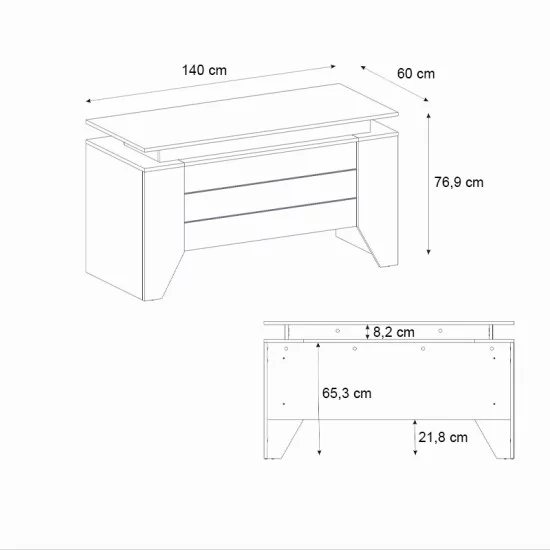 Γραφείο εργασίας Remida  χρώμα sepet oak - ανθρακί 140x60x76,9εκ.