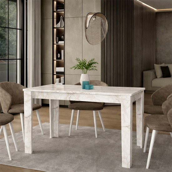 Τραπέζι Darlen  χρώμα λευκό εφέ μαρμάρου 125x72x74εκ.