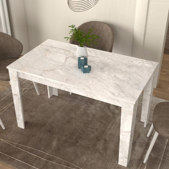 Τραπέζι Darlen  χρώμα λευκό εφέ μαρμάρου 125x72x74εκ.