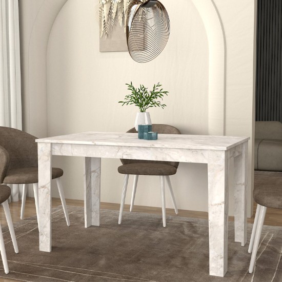 Τραπέζι Darlen  χρώμα λευκό εφέ μαρμάρου 125x72x74εκ.
