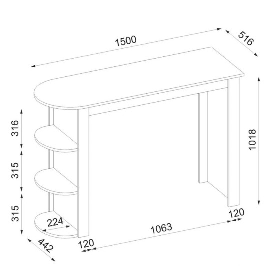 Τραπέζι μπαρ Vigne  χρώμα sepet oak 150x51,6x101,8εκ.