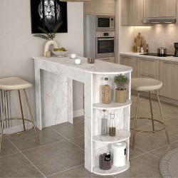 Τραπέζι μπαρ Vigne  χρώμα λευκό εφέ μαρμάρου 150x51,6x101,8εκ.