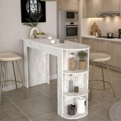 Τραπέζι μπαρ Vigne  χρώμα λευκό εφέ μαρμάρου 150x51,6x101,8εκ.