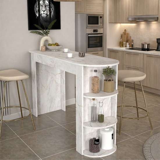 Τραπέζι μπαρ Vigne  χρώμα λευκό εφέ μαρμάρου 150x51,6x101,8εκ.