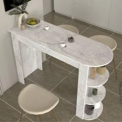 Τραπέζι μπαρ Vigne  χρώμα λευκό εφέ μαρμάρου 150x51,6x101,8εκ.