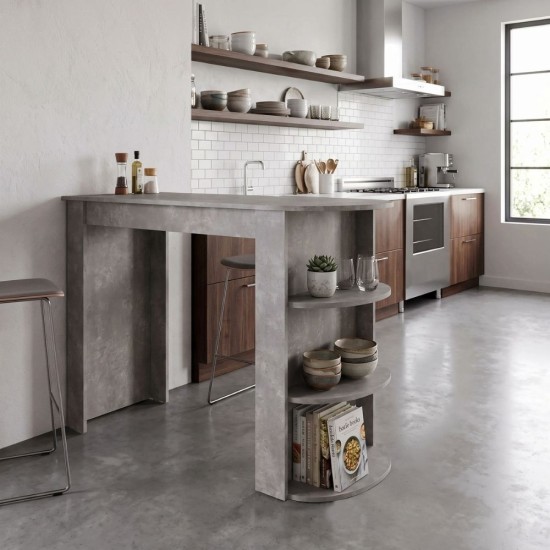 Τραπέζι μπαρ Vigne  χρώμα γκρι σκυροδέματος 150x51,6x101,8εκ.