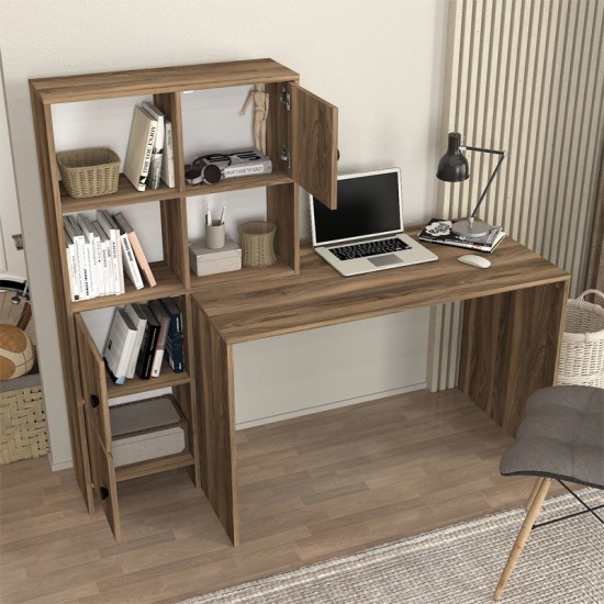 Γραφείο εργασίας Lesya  αναστρέψιμο χρώμα καρυδί 159,2x59,6x141,2εκ.