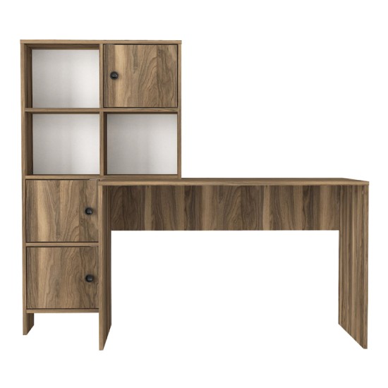 Γραφείο εργασίας Lesya  αναστρέψιμο χρώμα καρυδί 159,2x59,6x141,2εκ.