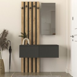 Έπιπλο εισόδου Kanso  χρώμα ανθρακί - sepet oak 100x35x196,7εκ.