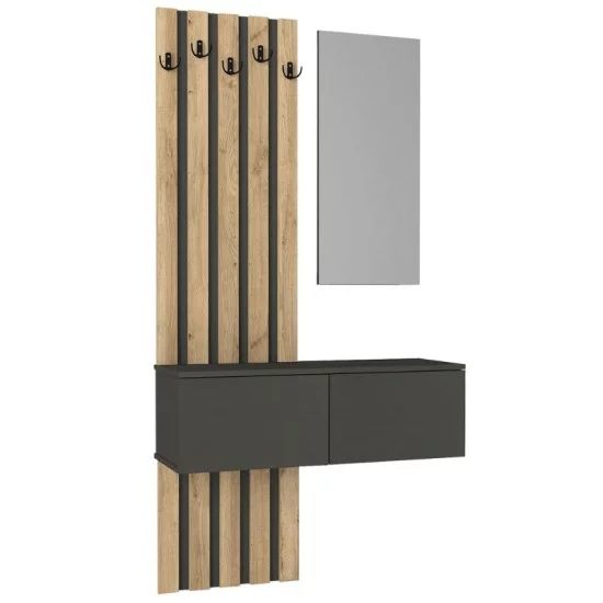 Έπιπλο εισόδου Kanso  χρώμα ανθρακί - sepet oak 100x35x196,7εκ.