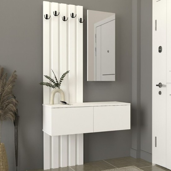 Έπιπλο εισόδου Kanso  χρώμα λευκό 100x35x196,7εκ.