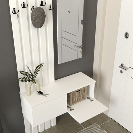 Έπιπλο εισόδου Kanso  χρώμα λευκό 100x35x196,7εκ.