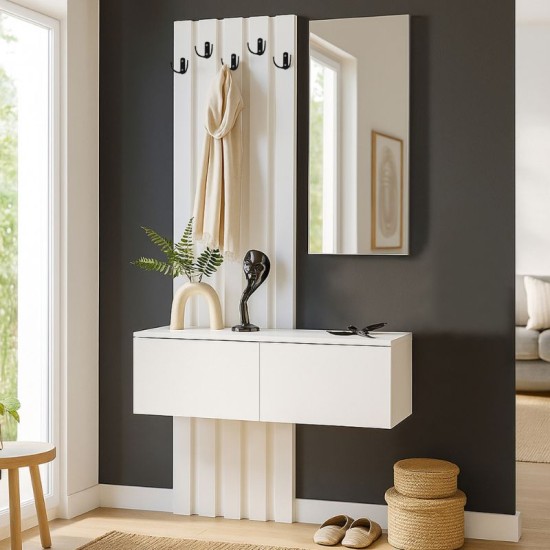 Έπιπλο εισόδου Kanso  χρώμα λευκό 100x35x196,7εκ.