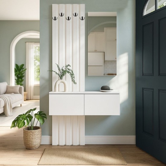 Έπιπλο εισόδου Kanso  χρώμα λευκό 100x35x196,7εκ.