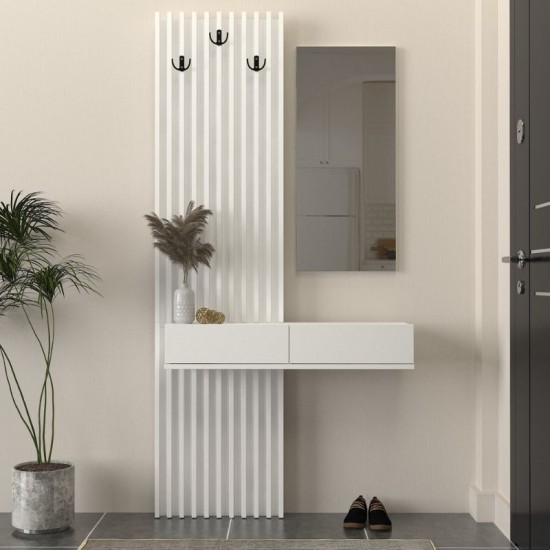 Έπιπλο εισόδου Elois  χρώμα λευκό 96,6x26,8x195,5εκ.