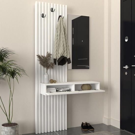 Έπιπλο εισόδου Elois  χρώμα λευκό 96,6x26,8x195,5εκ.